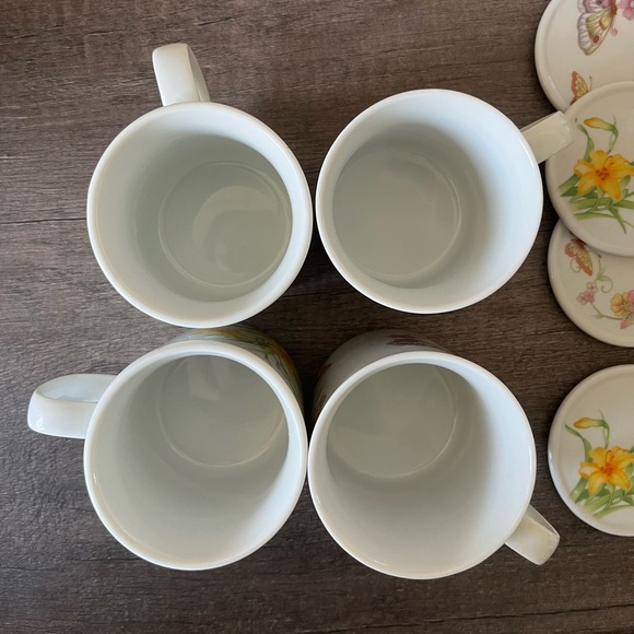 Toscany Collection Japan Butterfly & Floral Vintage Cup with lid Set of 4 - Picture 11 of 11